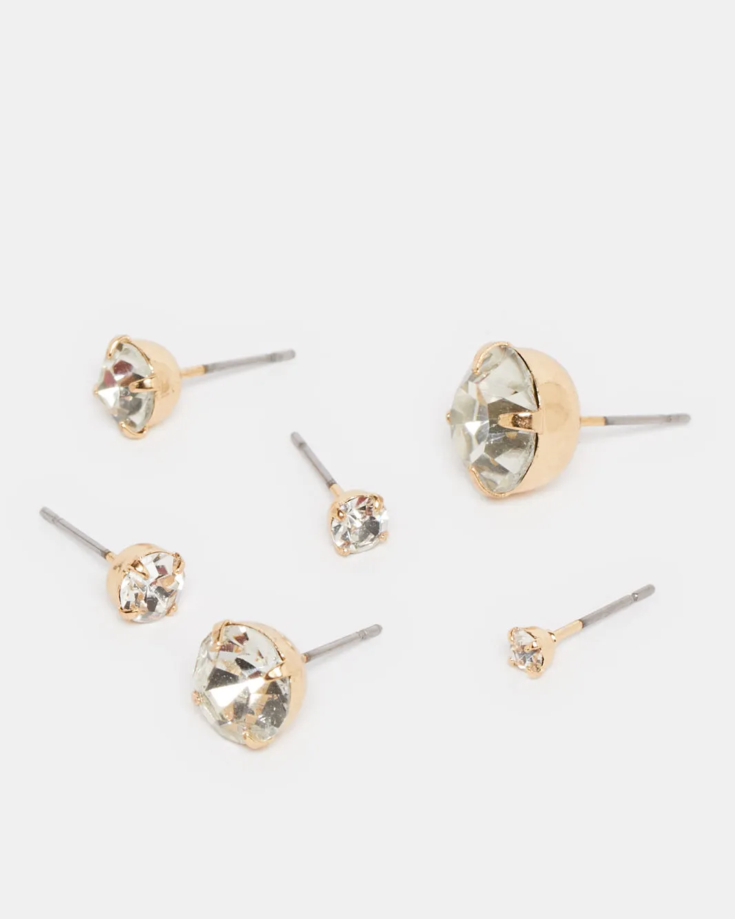 Women Gold Embellished Earring Set (6 Pairs) sold by Redtag