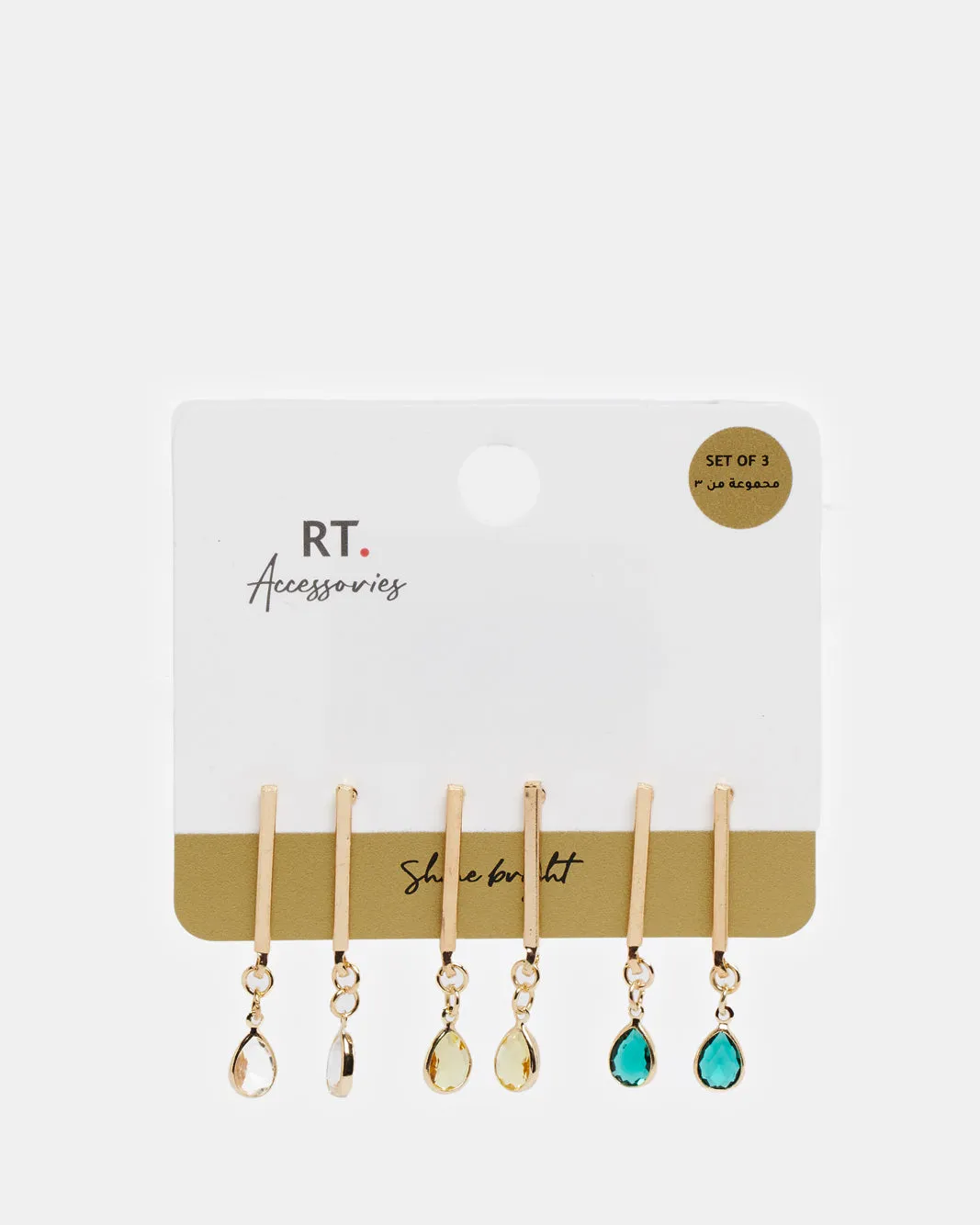 Women Gold Embellished Earring Set (3 Pairs) sold by Redtag product image thumbnail 2