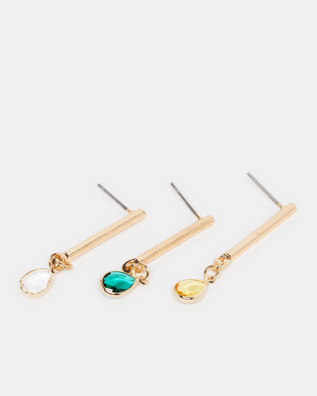 Women Gold Embellished Earring Set (3 Pairs) sold by Redtag