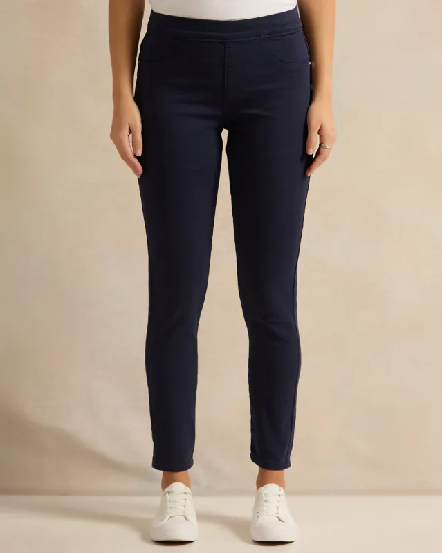 Women Navy Skinny Knit Jegging sold by Redtag