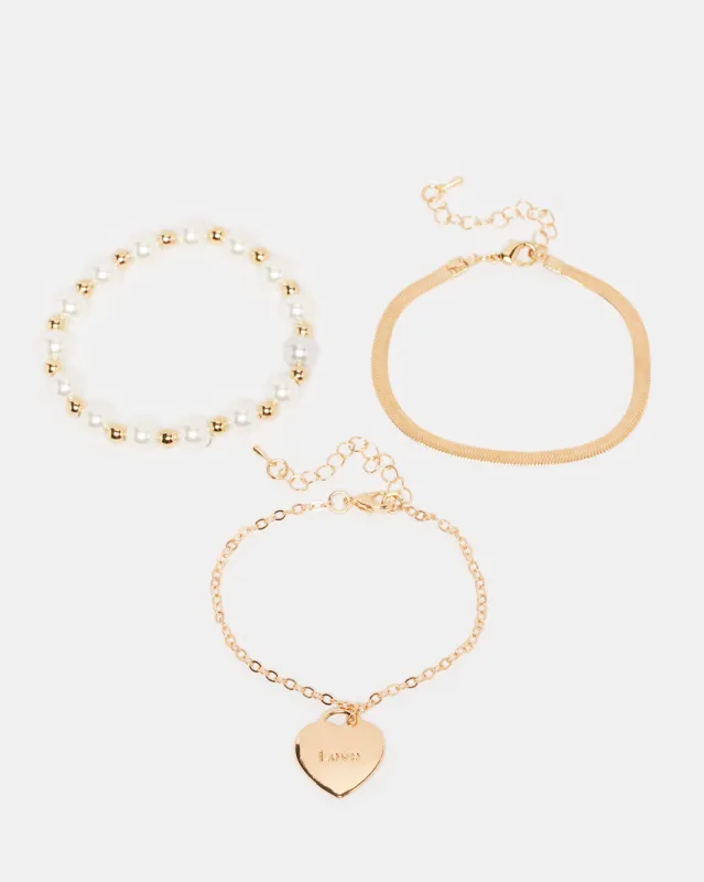 Women Gold Embellished Bracelets Set Of (3 Piece) sold by Redtag