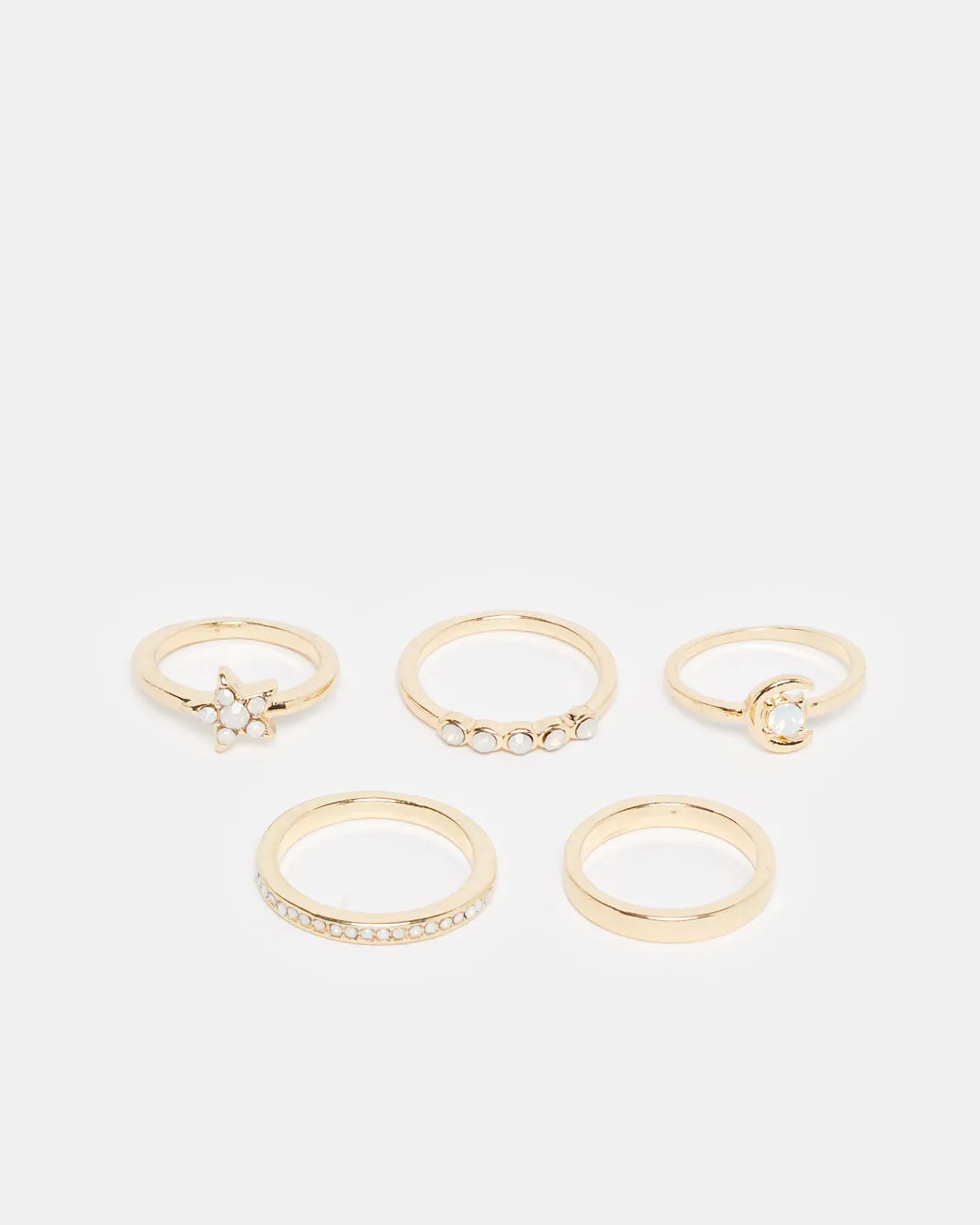 Women Gold Embellished Ring Set (Pack of 5) sold by Redtag