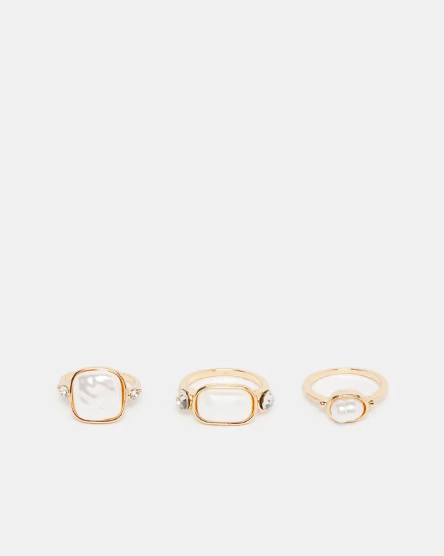 Women Gold Embellished Ring Set (Pack of 3) sold by Redtag