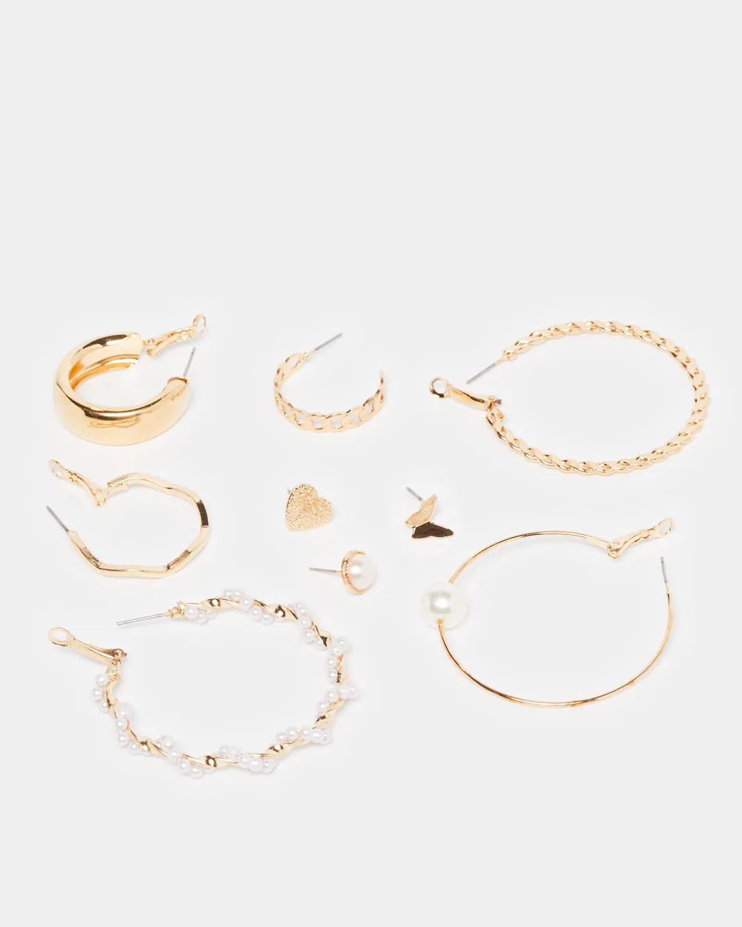 Women Gold Embellished Earring Set (9 Pairs) sold by Redtag product image thumbnail 2
