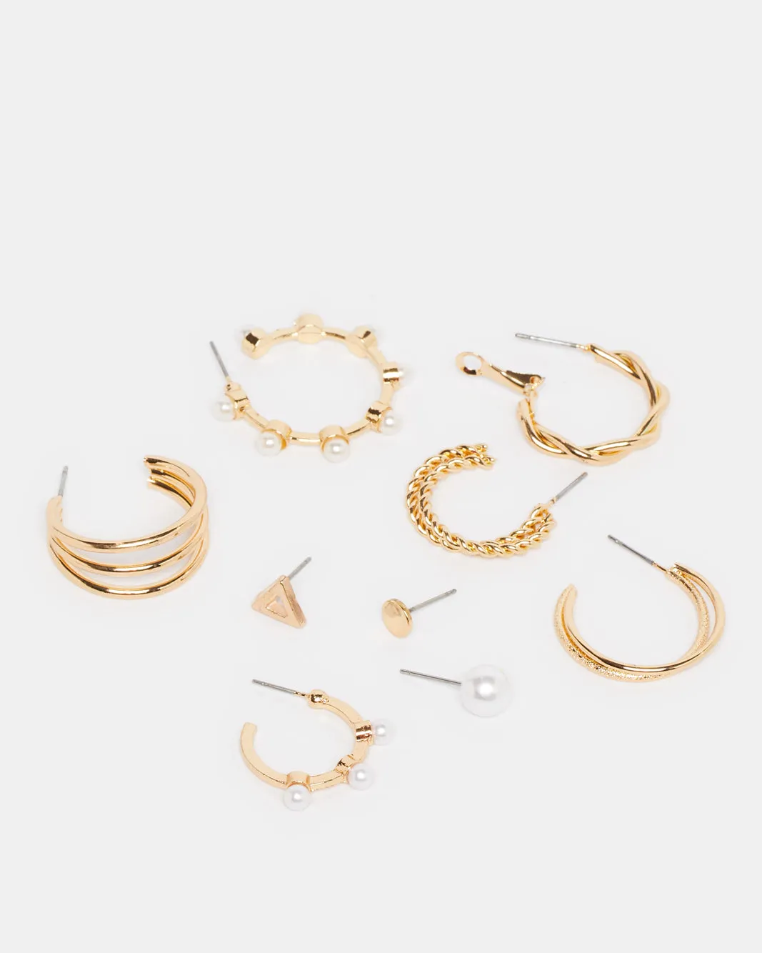 Women Gold Embellished Earring Set (9 Pairs) sold by Redtag product image thumbnail 2