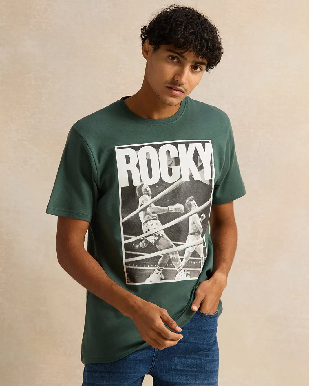 Men Green Printed T-Shirt sold by Redtag