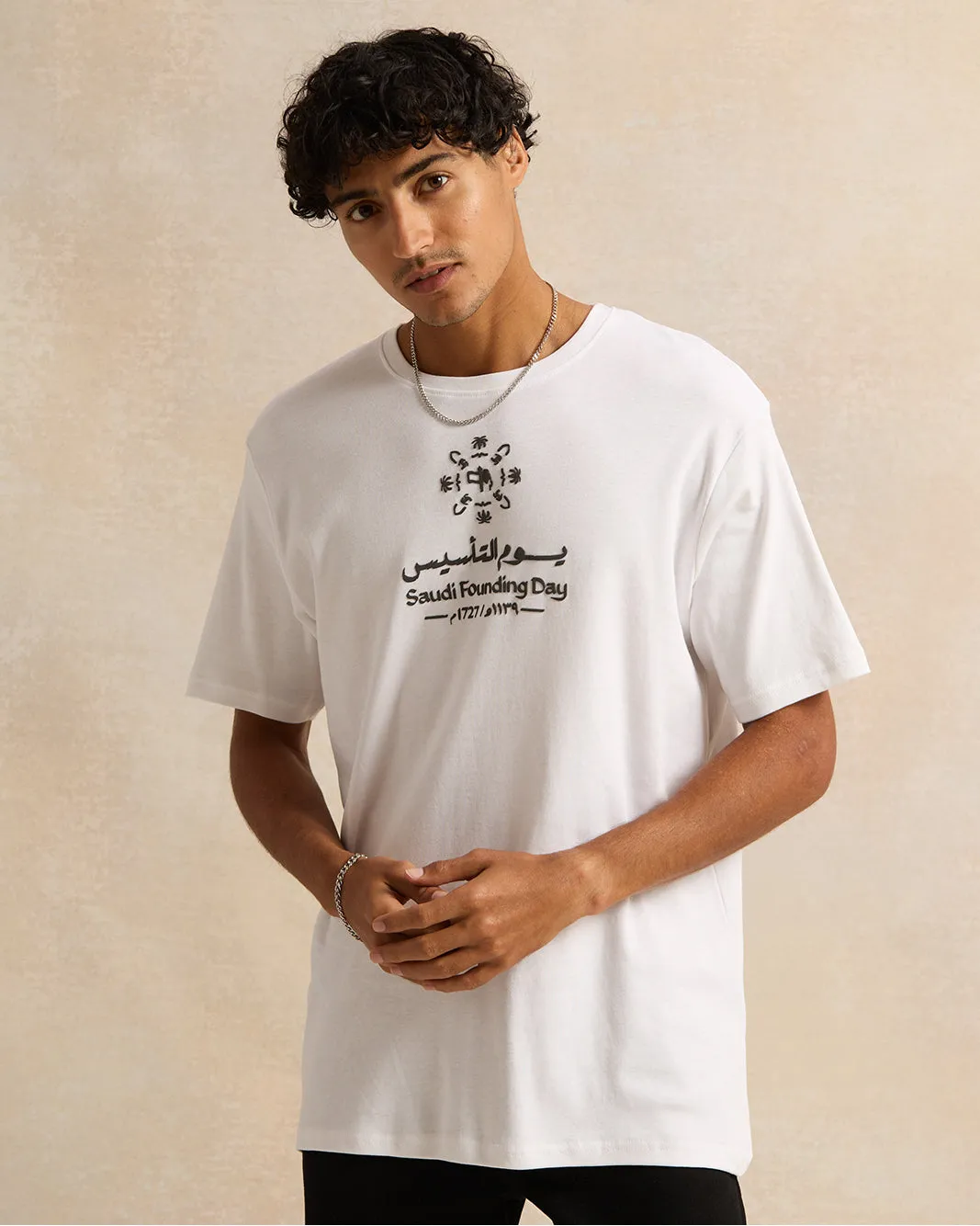 Men White KSA Foundation Day T-Shirt sold by Redtag