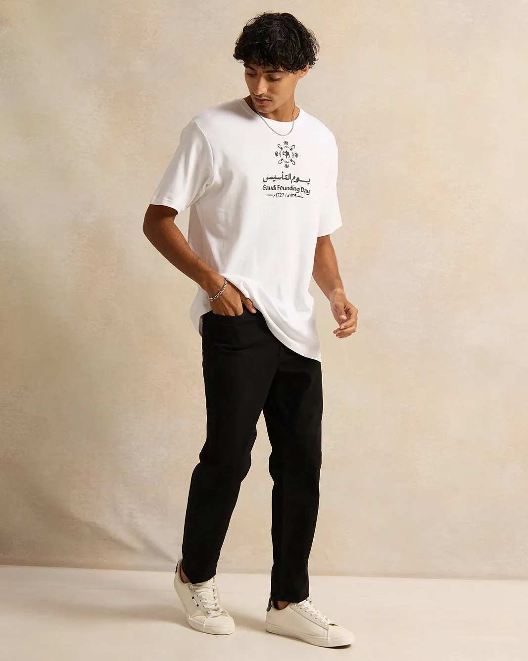 Men White KSA Foundation Day T-Shirt sold by Redtag product image thumbnail 2