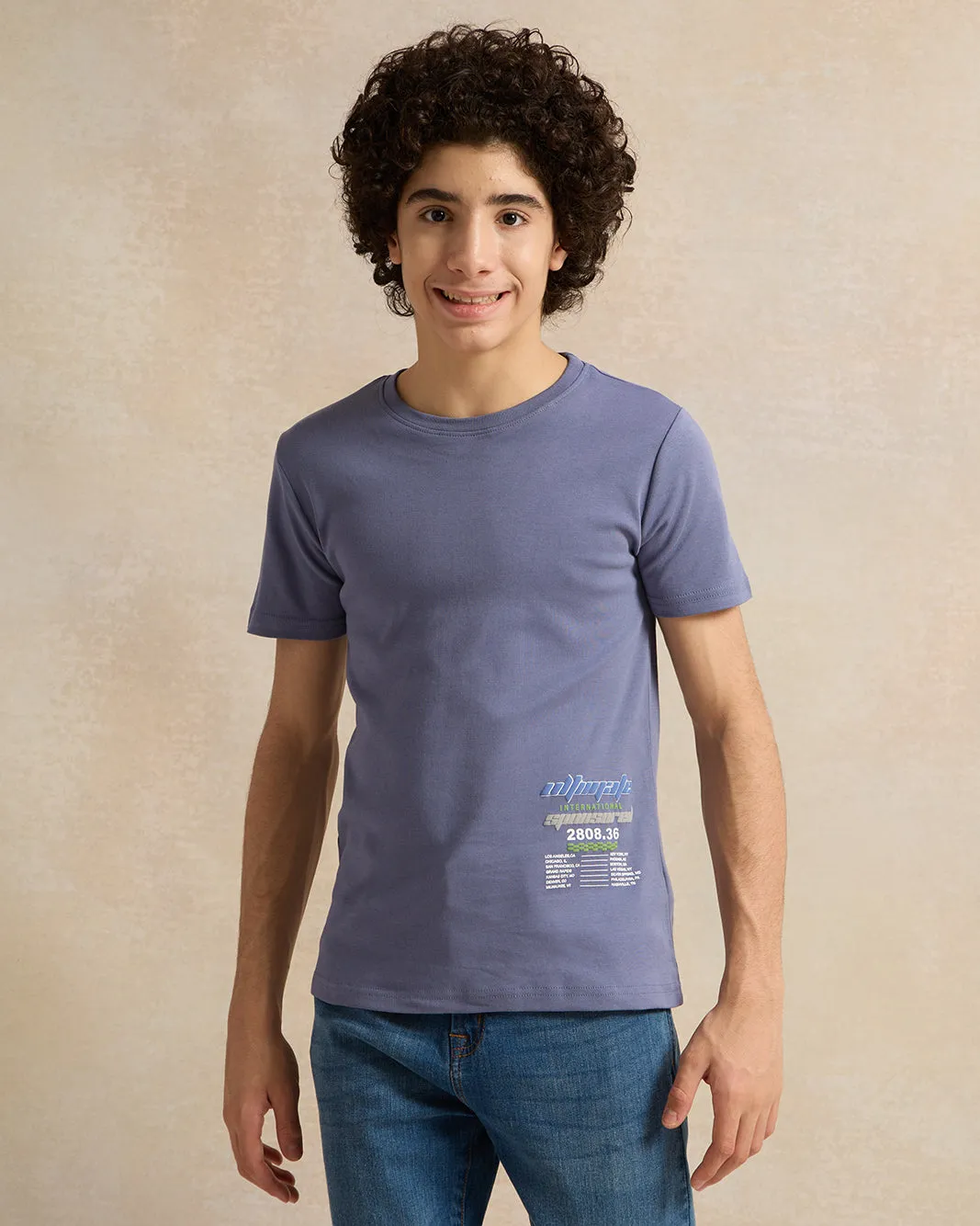 Senior Boys Blue Printed T-Shirt sold by Redtag