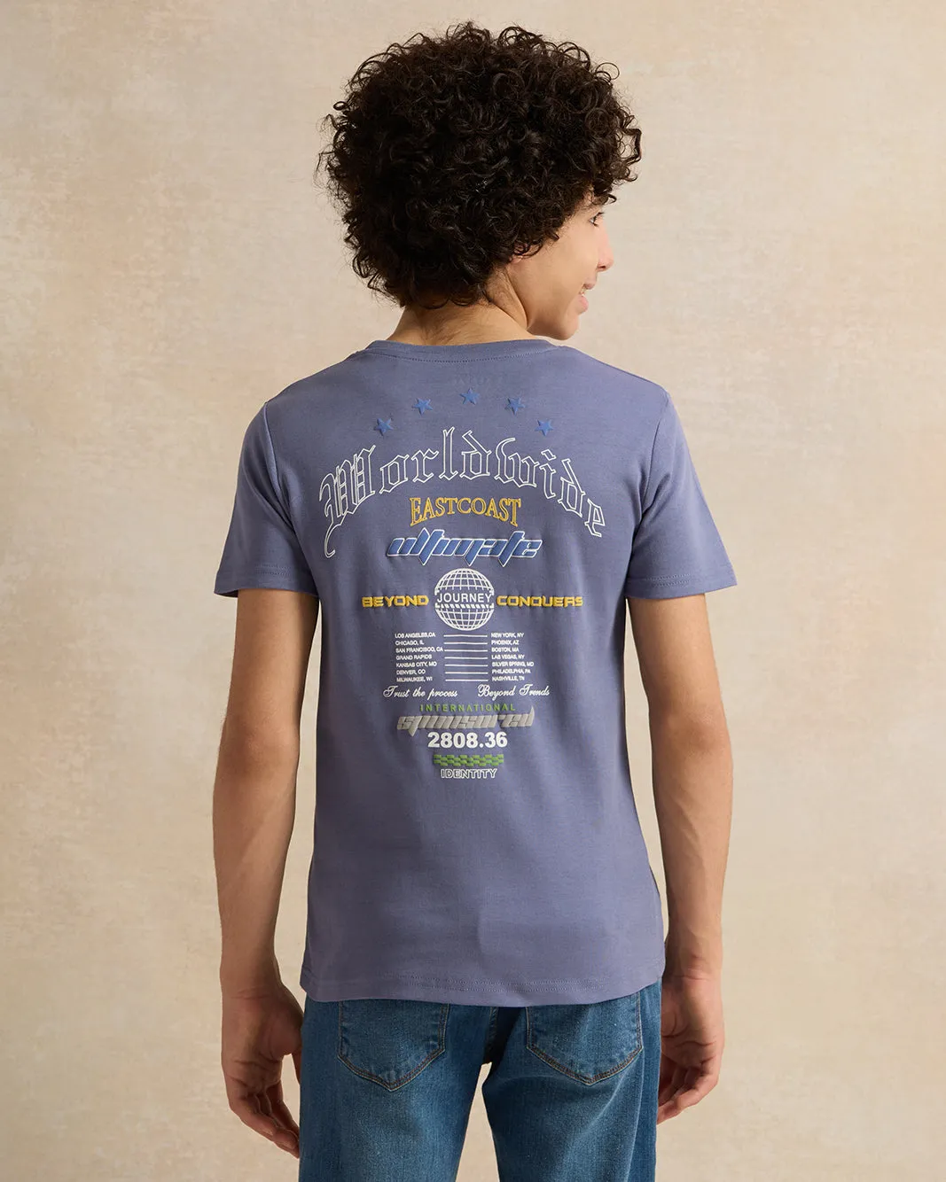 Senior Boys Blue Printed T-Shirt sold by Redtag product image thumbnail 3