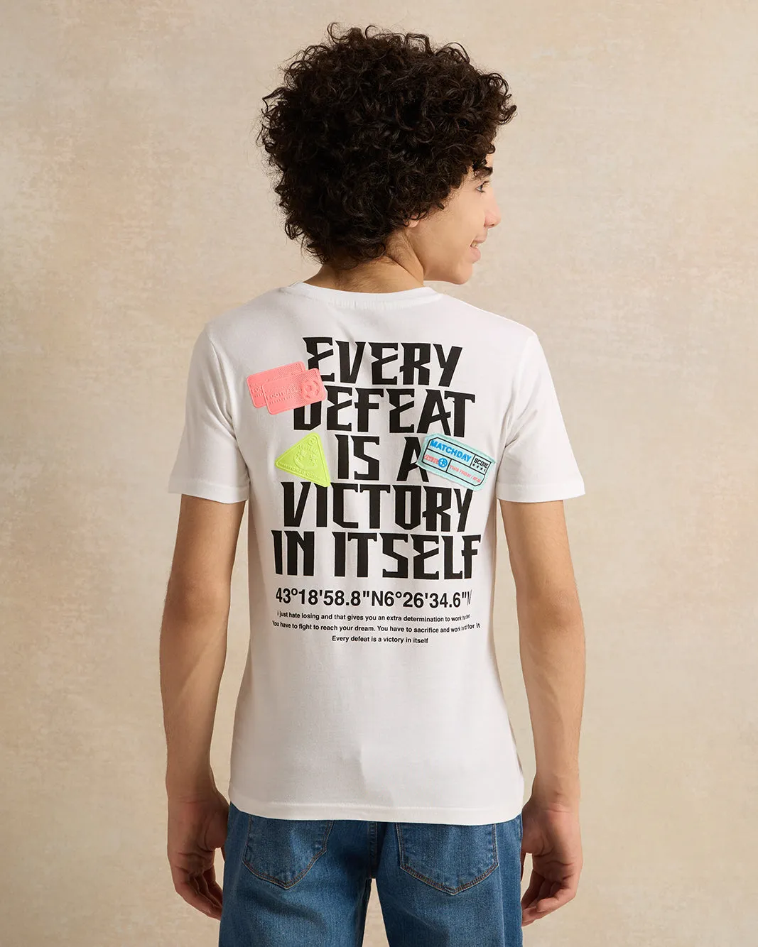 Senior Boys White Printed T-Shirt sold by Redtag product image thumbnail 3