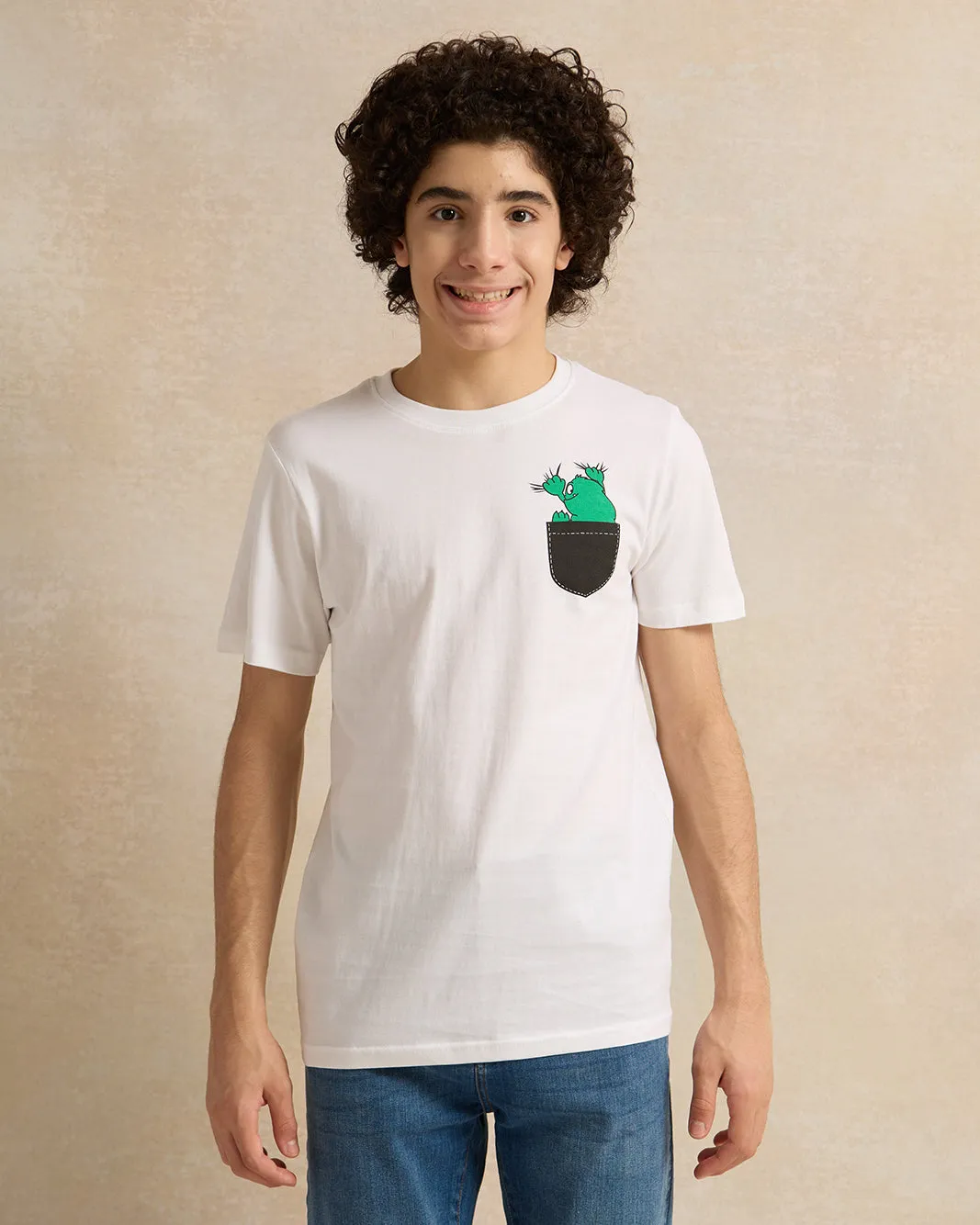 Senior Boys White Embellished T-Shirt sold by Redtag