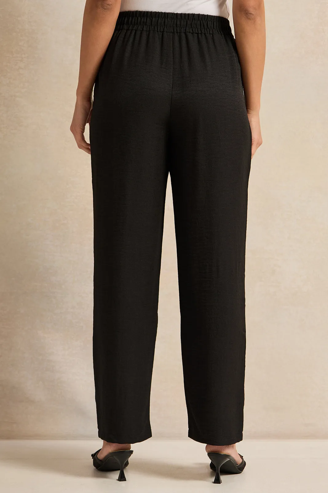 Women Black Plain Straight Trouser sold by Redtag product image thumbnail 3