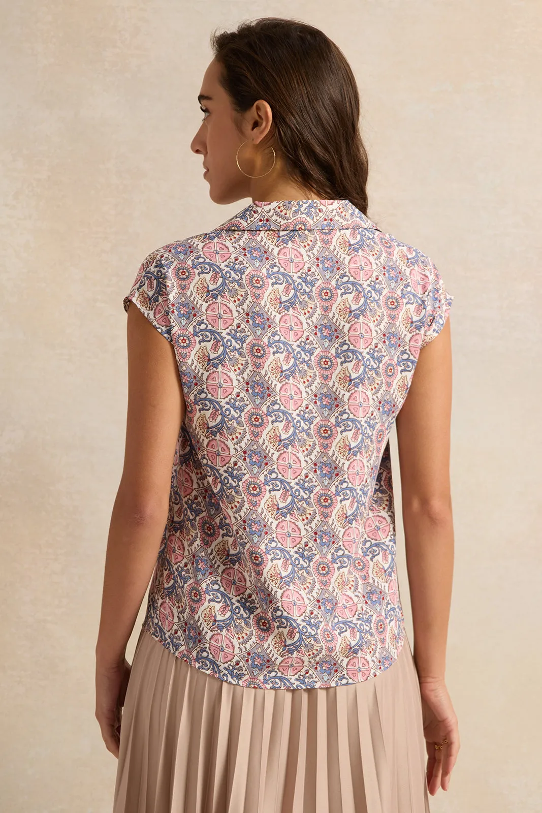 Women Purple Print Button Down Collared Resort Shirt sold by Redtag product image thumbnail 3