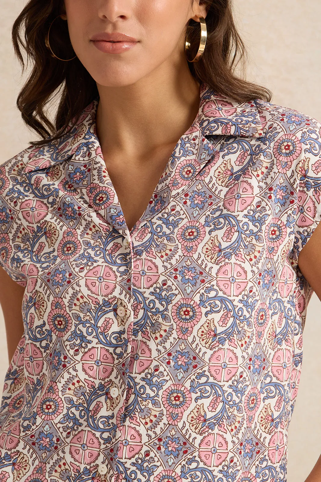 Women Purple Print Button Down Collared Resort Shirt sold by Redtag product image thumbnail 4