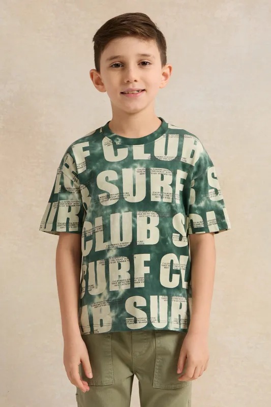 Boys Green Printed T-Shirt sold by Redtag
