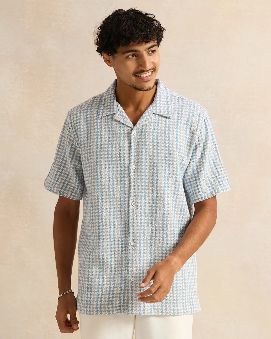 Men Blue Striped Casual Shirt sold by Redtag