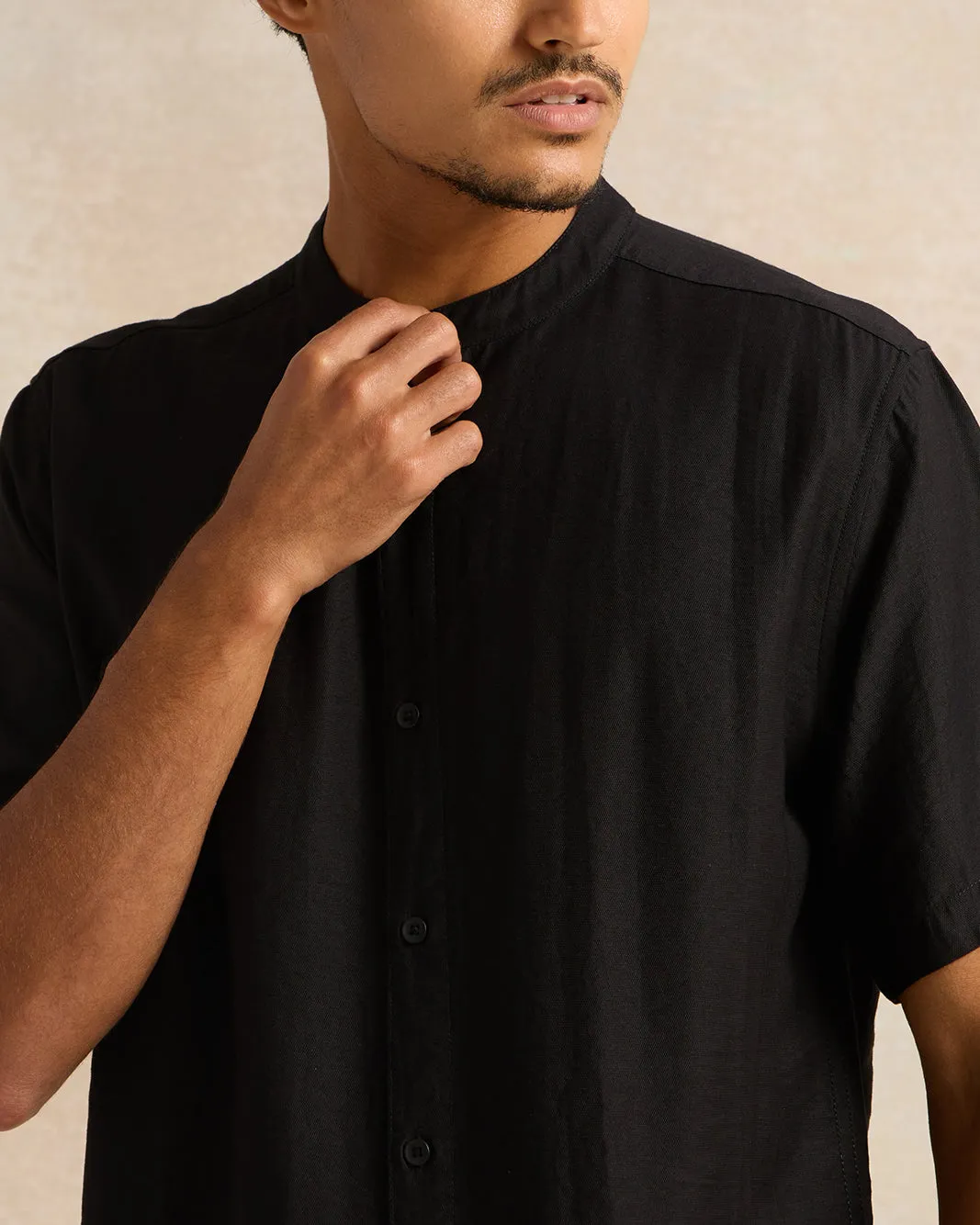 Men Black Viscose Shirt sold by Redtag product image thumbnail 4