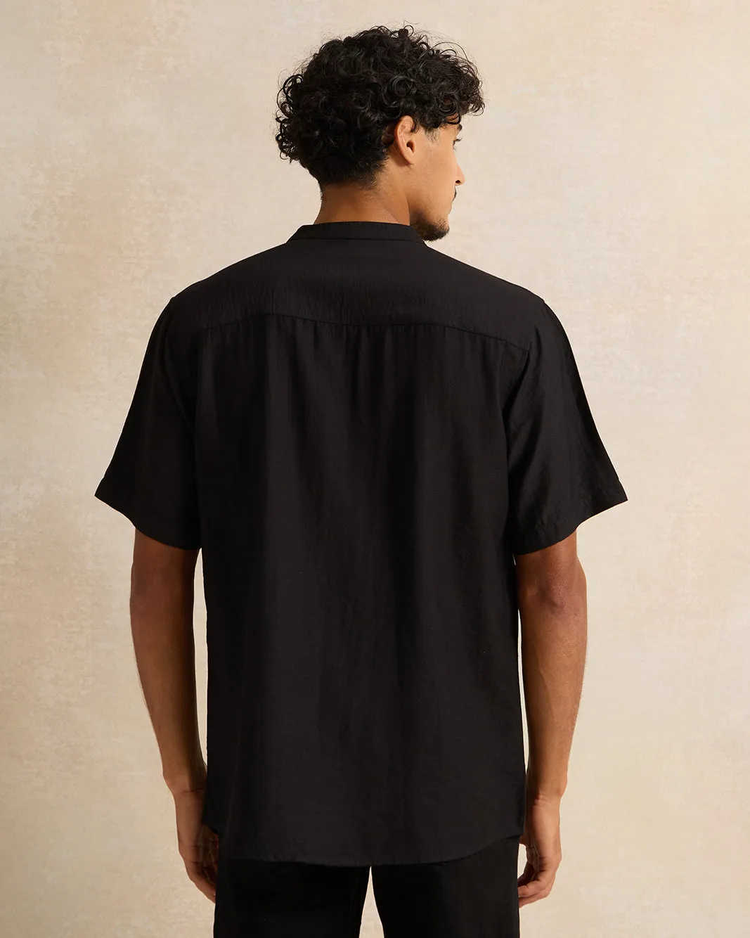 Men Black Viscose Shirt sold by Redtag product image thumbnail 3