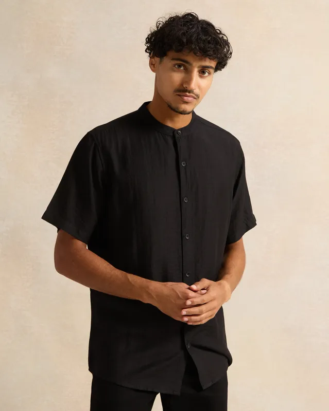 Men Black  Viscose  Shirt sold by Redtag