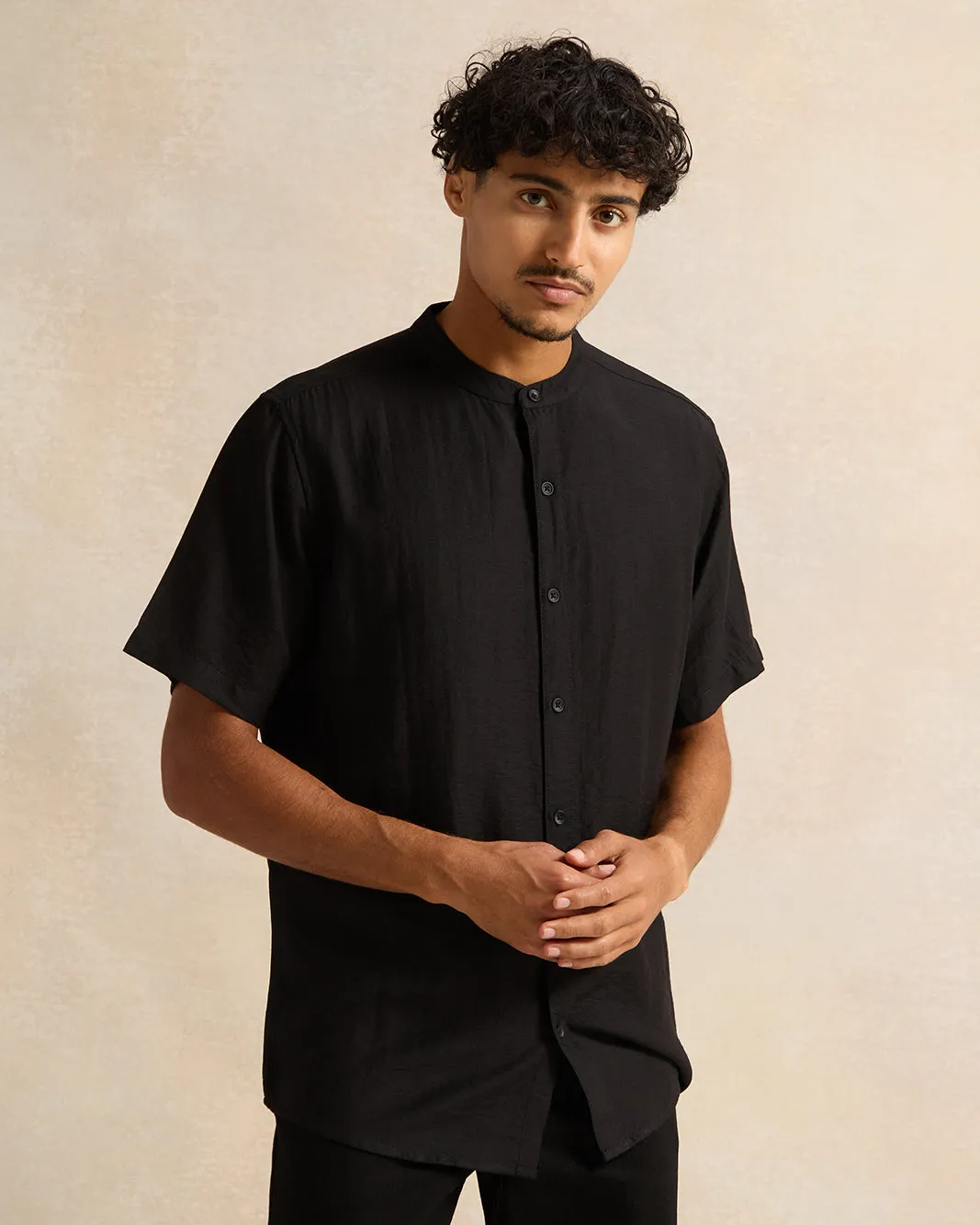 Men Black Viscose Shirt sold by Redtag