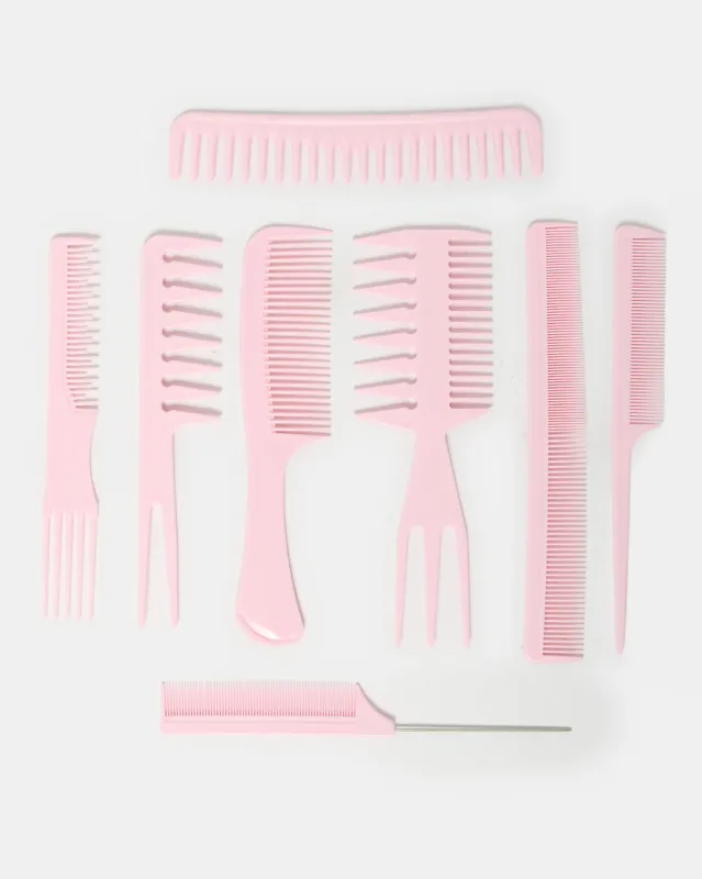 Women Pink Solid Comb Set (8 Piece) sold by Redtag