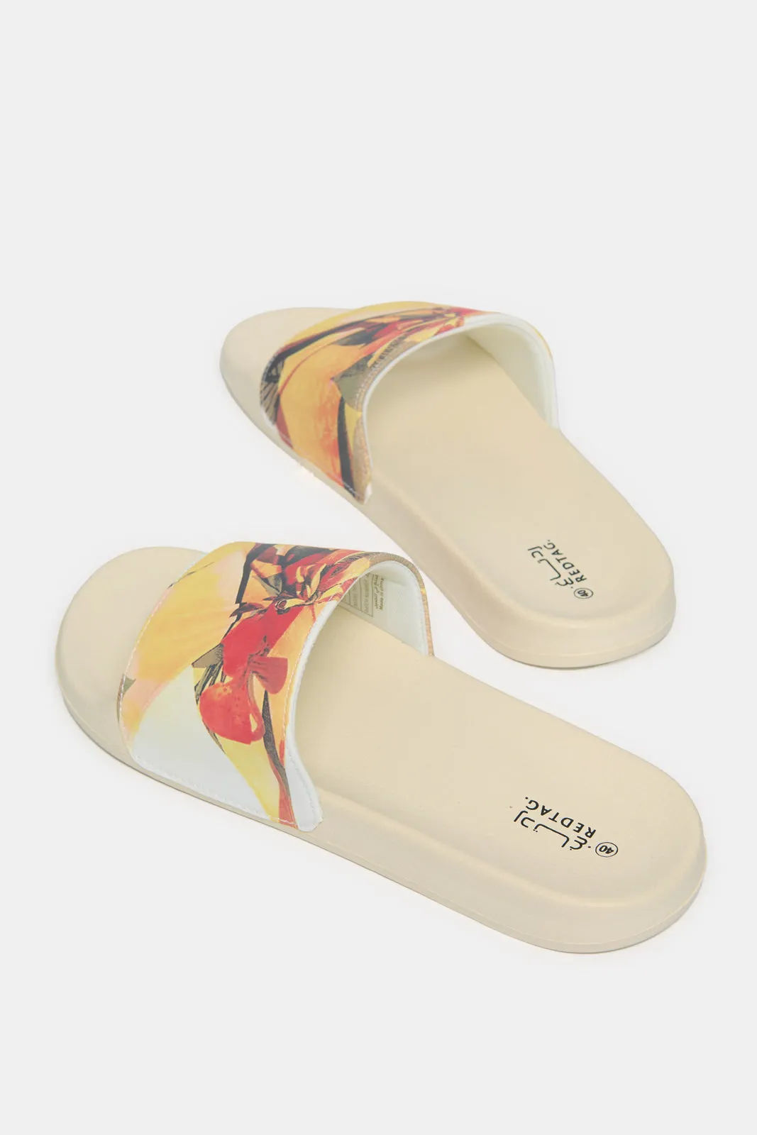 Women Beige Floral Slide sold by Redtag product image thumbnail 4
