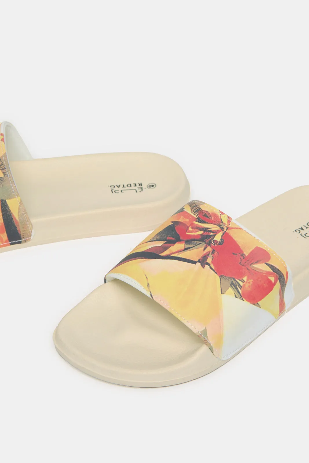 Women Beige Floral Slide sold by Redtag product image thumbnail 3