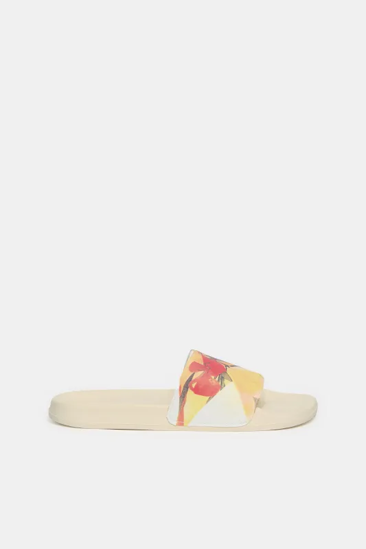 Women Beige Floral Slide sold by Redtag