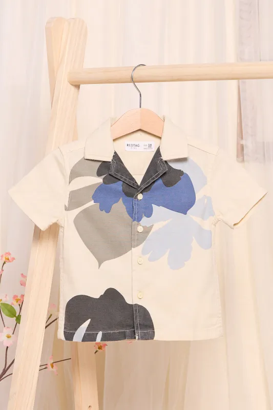 Infant Boys Beige Printed Shirt sold by Redtag