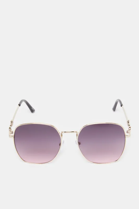 Women Gold Oversize Sunglasses sold by Redtag