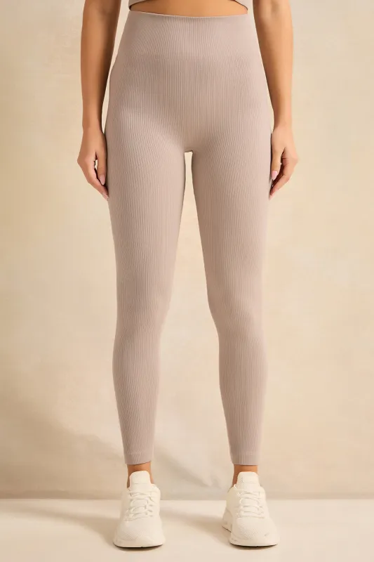 Women Beige Active Legging sold by Redtag