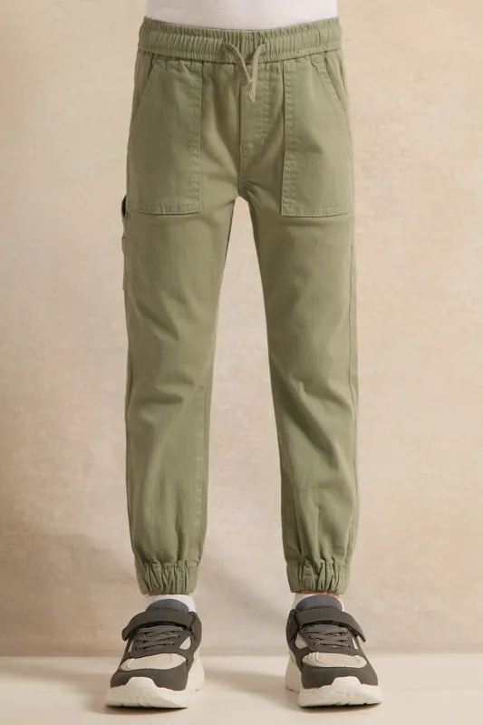 Boys Green  Slant Pocket  Denim Jogger sold by Redtag