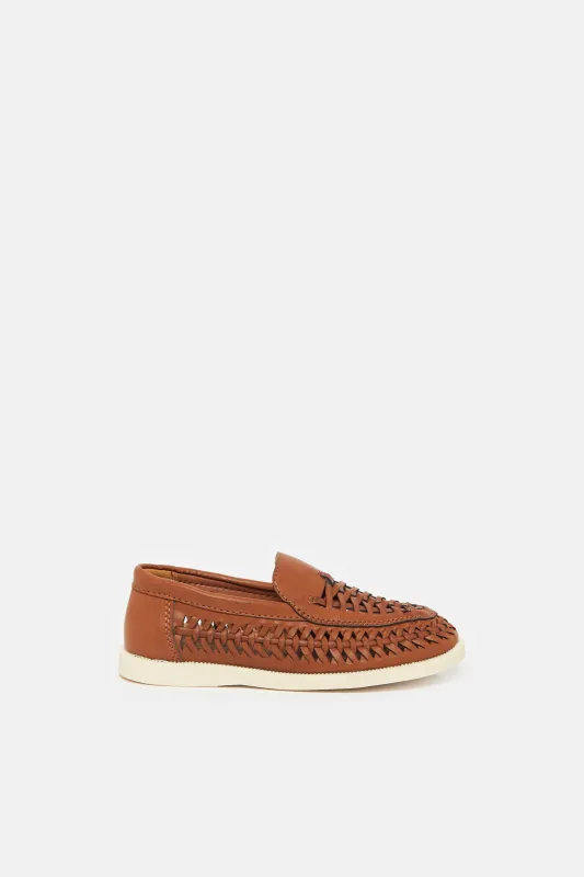 Boys Brown Textured Loafers sold by Redtag