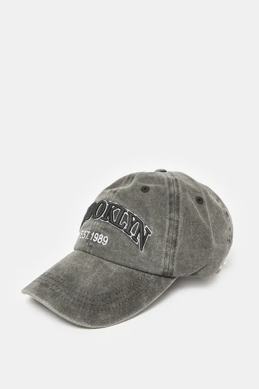 Men Grey Embroidered Cap sold by Redtag
