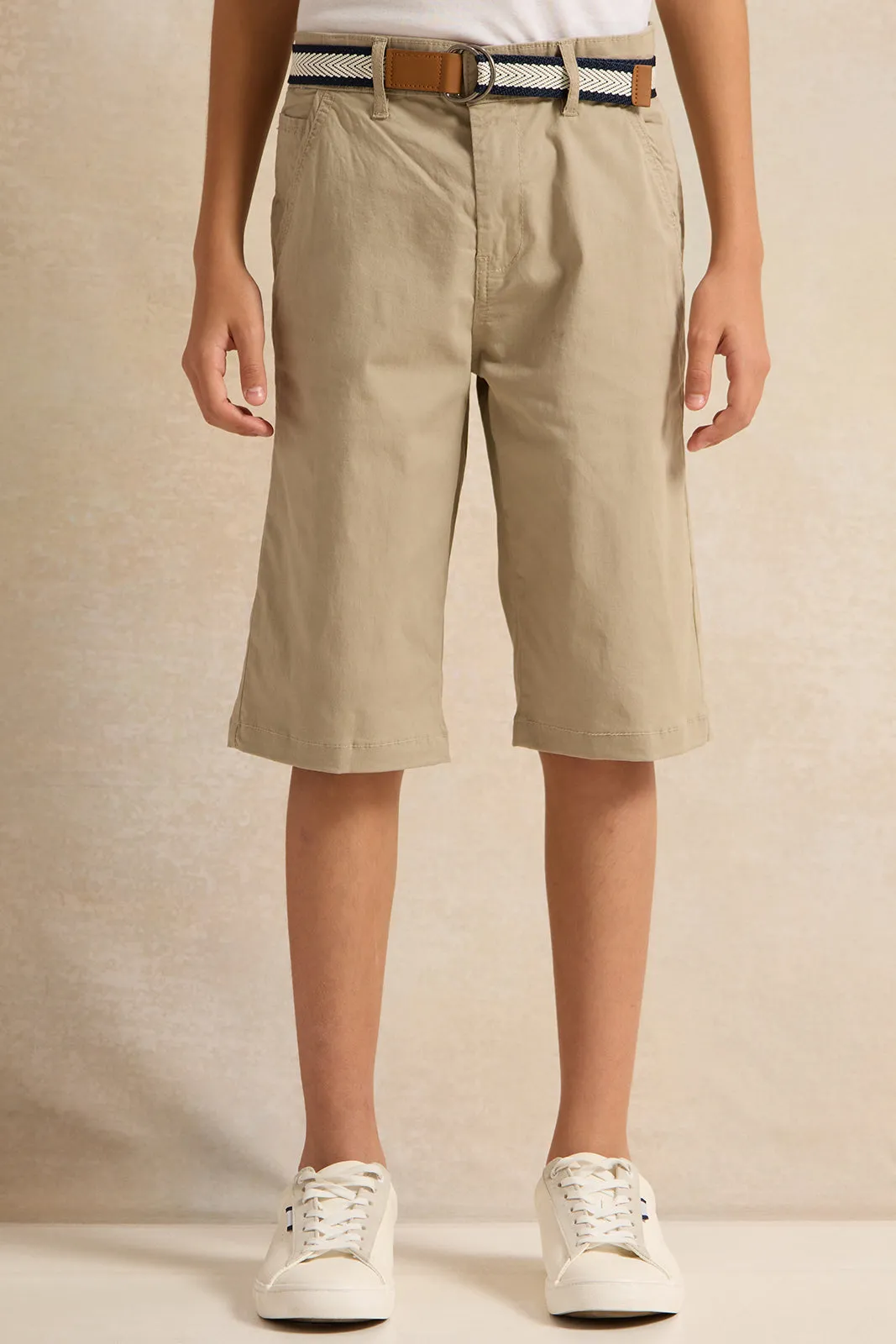 Boys Beige Shorts With Belt sold by Redtag