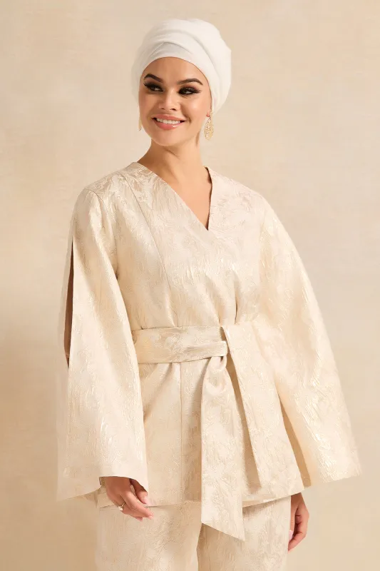 Women Beige Belted Open Front Shirt sold by Redtag