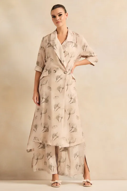 Women Beige Printed Long Dress sold by Redtag