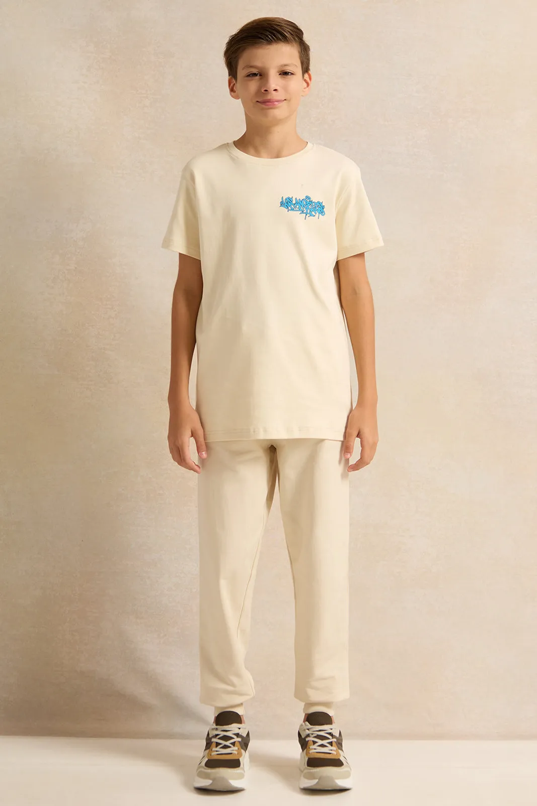 Senior Boys Beige Music Band Back Print T-shirt sold by Redtag product image thumbnail 2