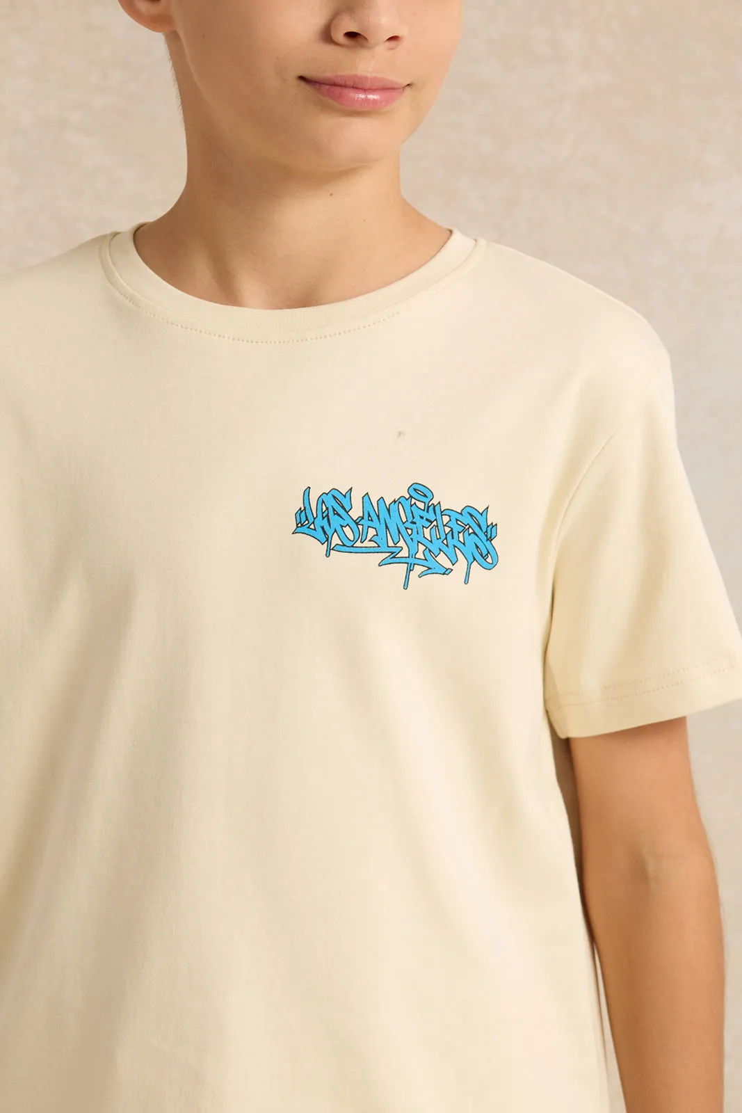 Senior Boys Beige Music Band Back Print T-shirt sold by Redtag product image thumbnail 4