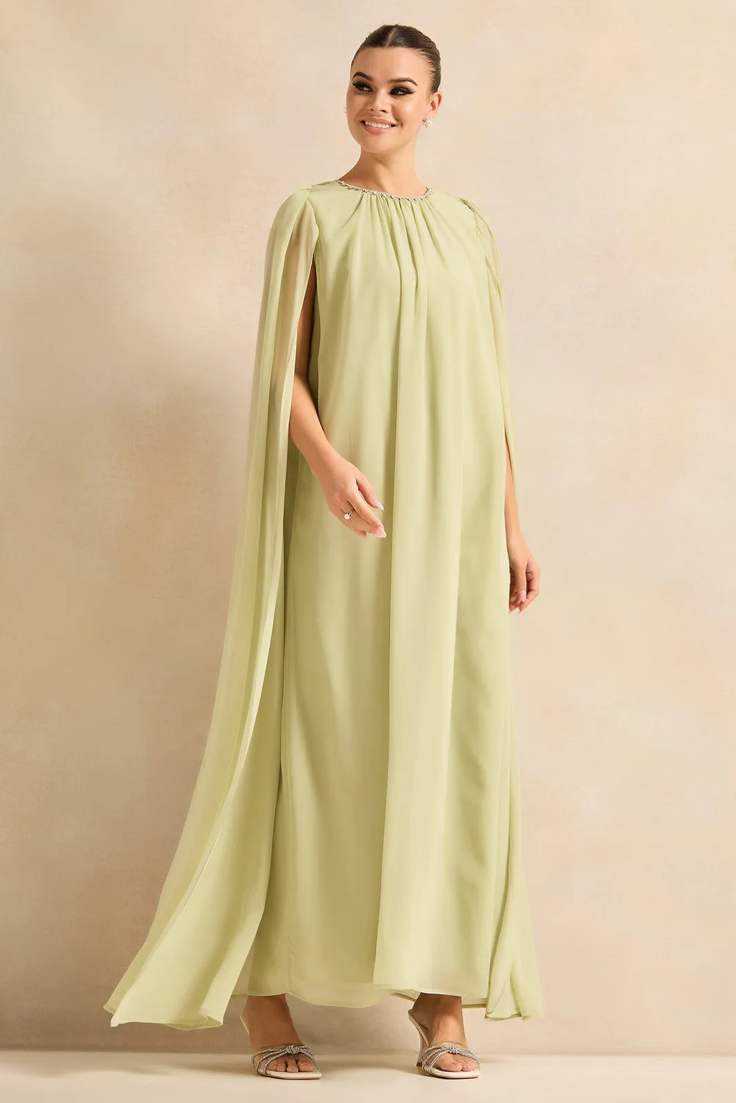 Women Green Pleated Long Dress sold by Redtag product image thumbnail 4