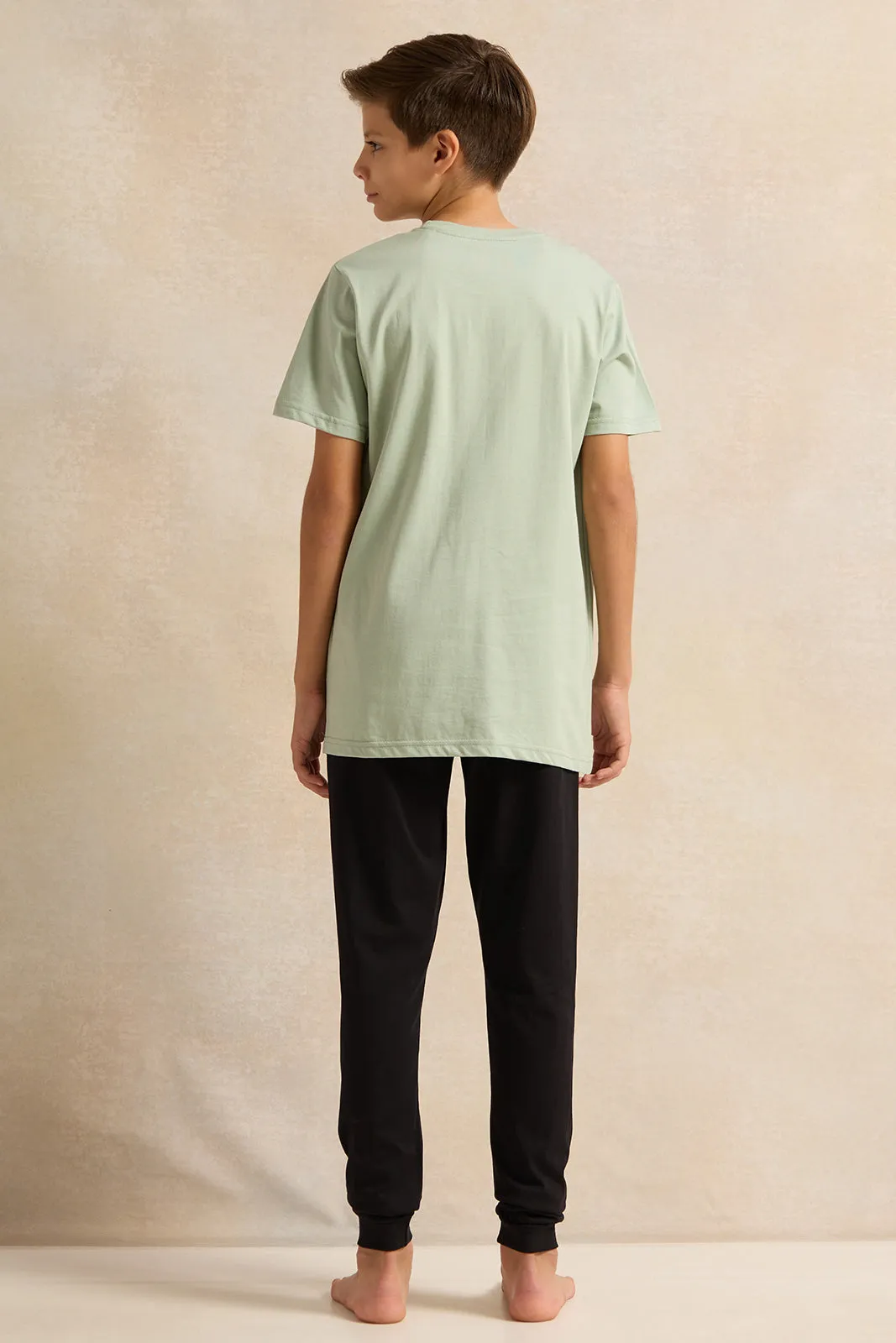 Senior Boys Mint And Black Printed Pyjama Set (2 Piece) sold by Redtag product image thumbnail 3