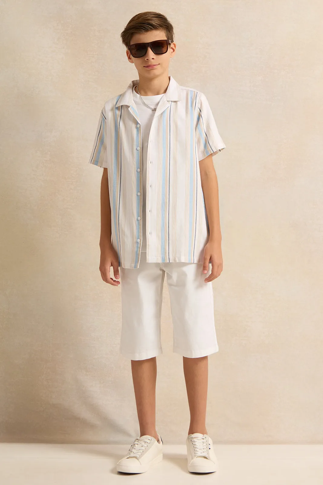 Senior Boys White Belted Shorts sold by Redtag product image thumbnail 2