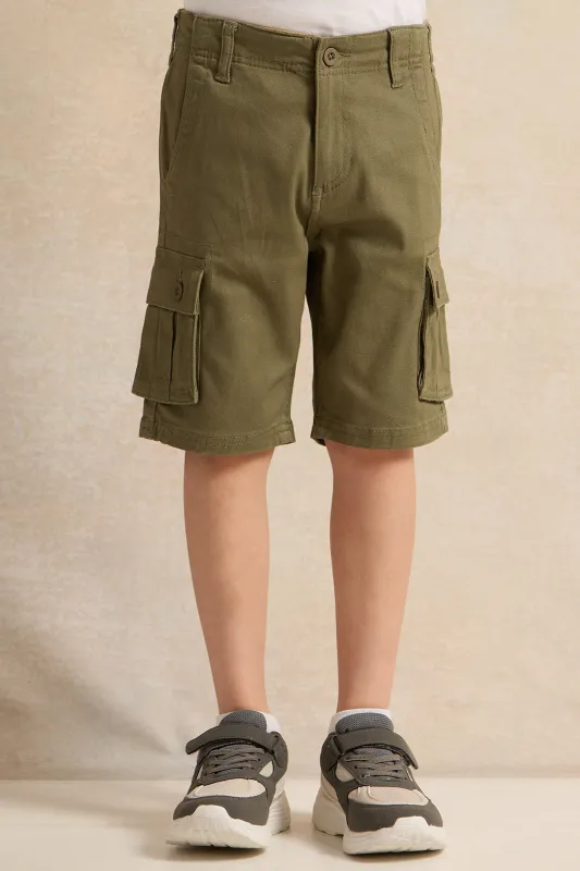 Boys Olive Short With Cargo Pocket sold by Redtag
