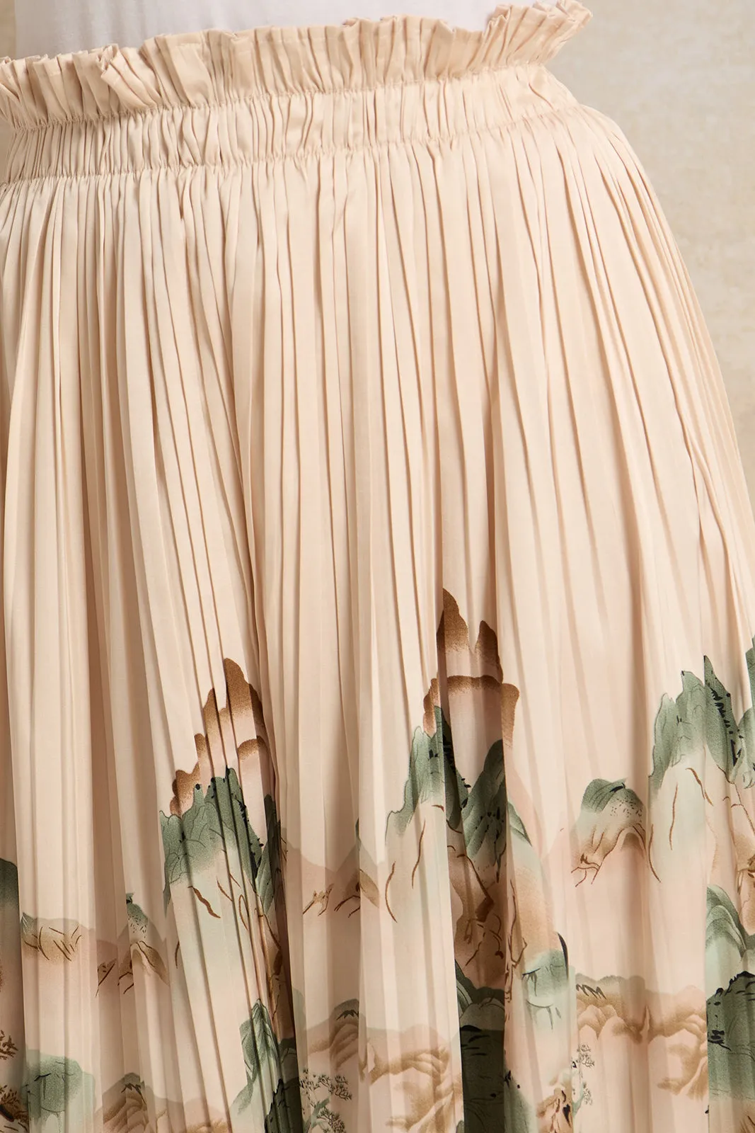 Women Beige Pleated Printed Satin Trouser sold by Redtag product image thumbnail 4