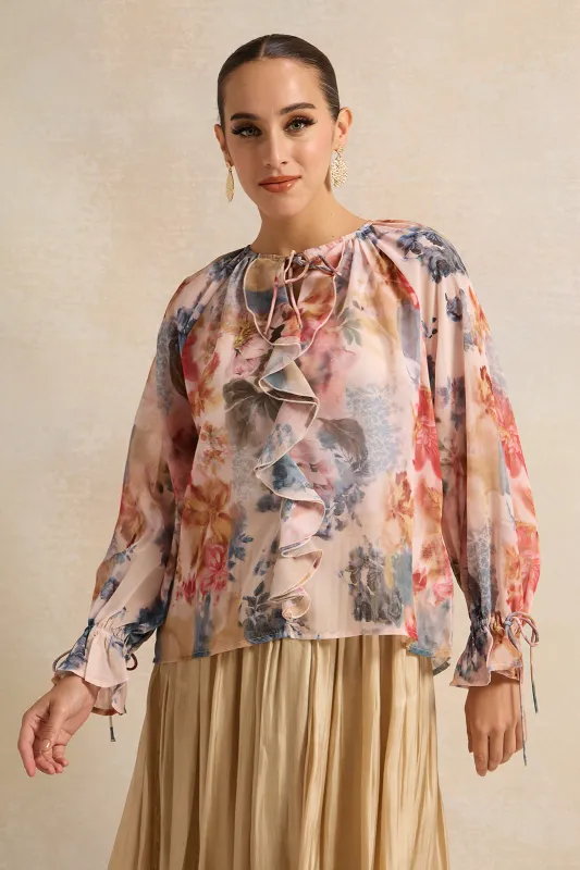 Women Multicolour Round Neck Tie Top sold by Redtag