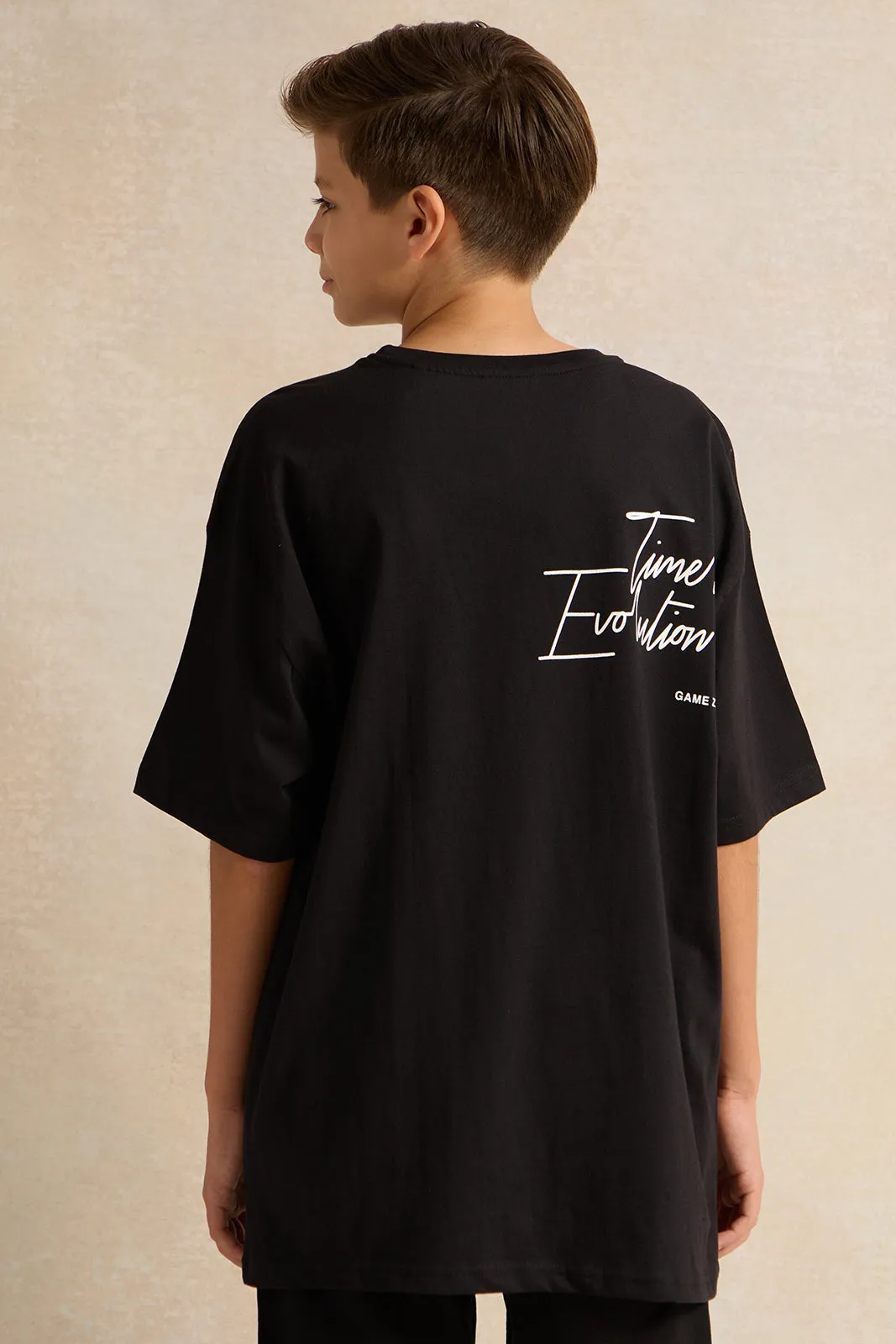 Senior Boys Black Game Zone Oversize T-Shirt sold by Redtag product image thumbnail 3