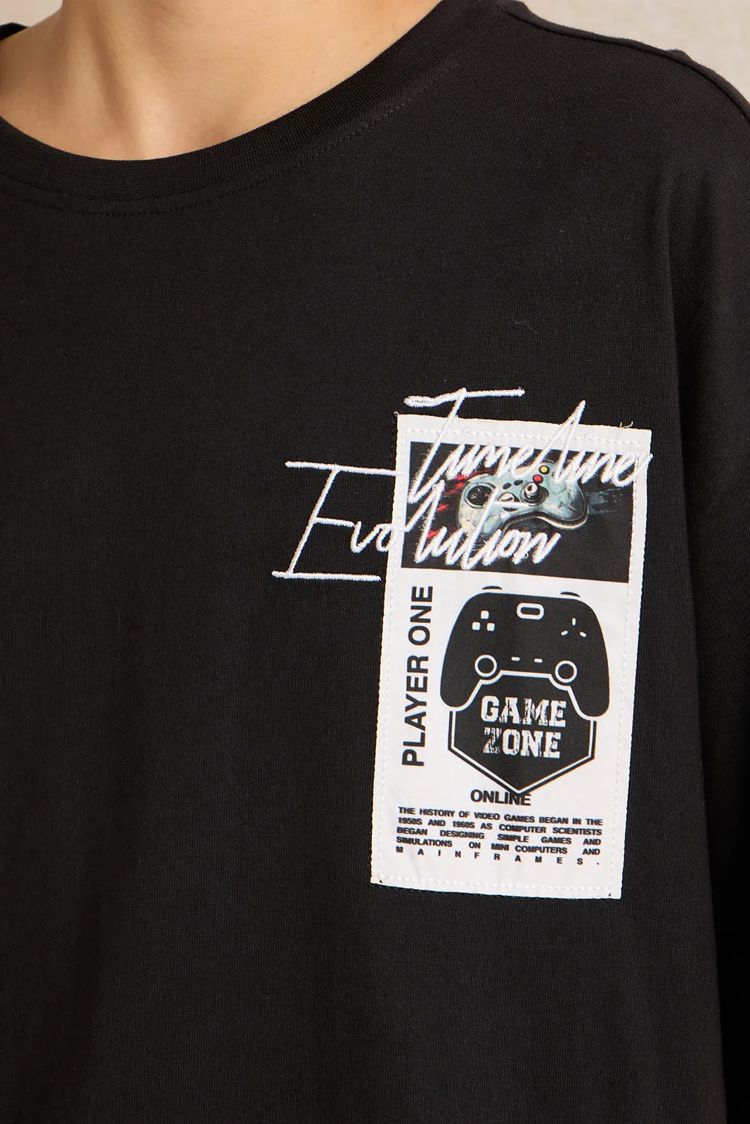 Senior Boys Black Game Zone Oversize T-Shirt sold by Redtag product image thumbnail 5