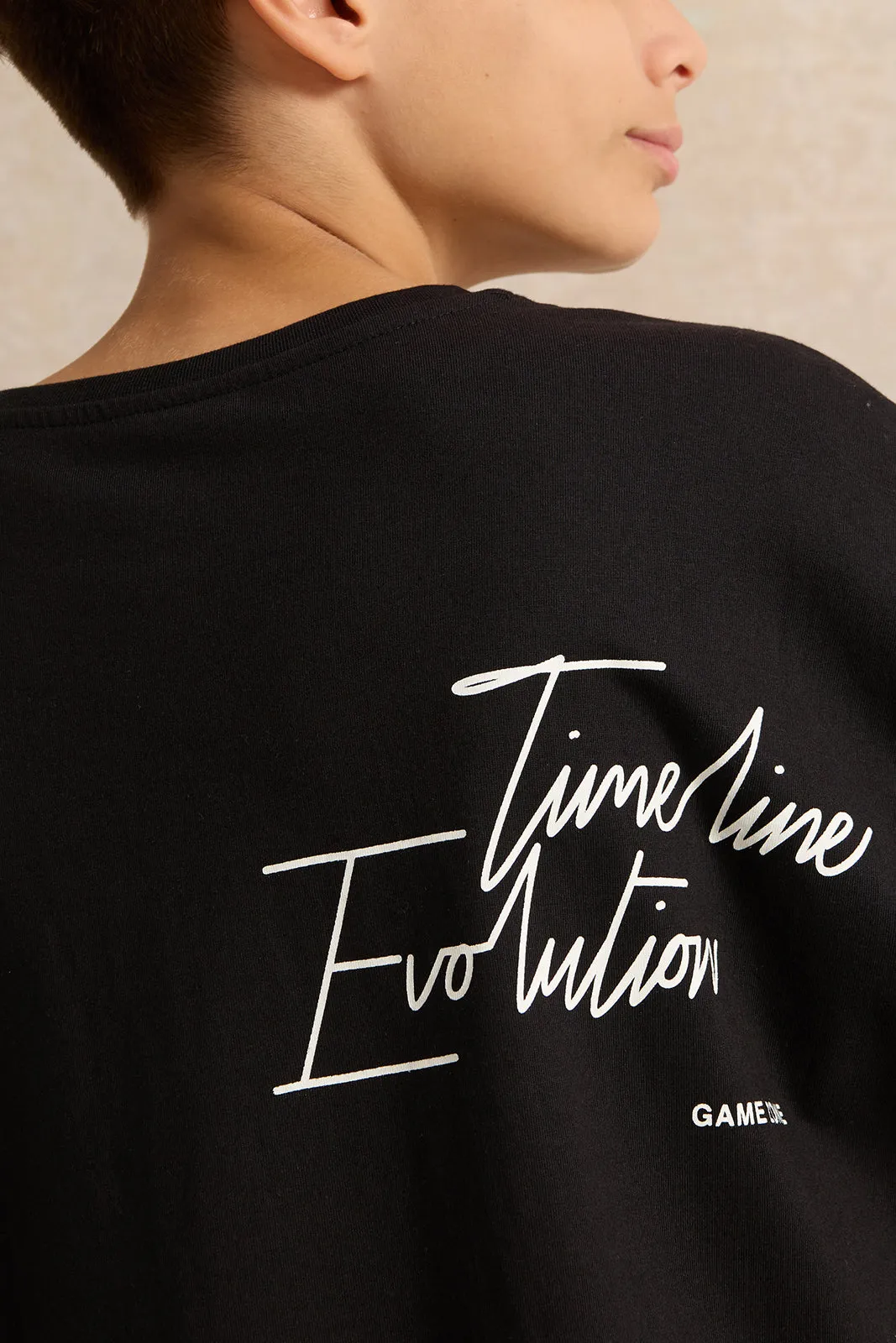 Senior Boys Black Game Zone Oversize T-Shirt sold by Redtag product image thumbnail 4