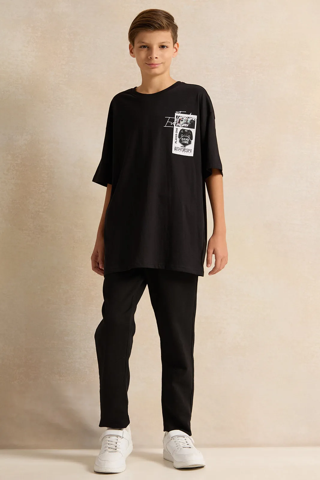 Senior Boys Black Game Zone Oversize T-Shirt sold by Redtag product image thumbnail 2